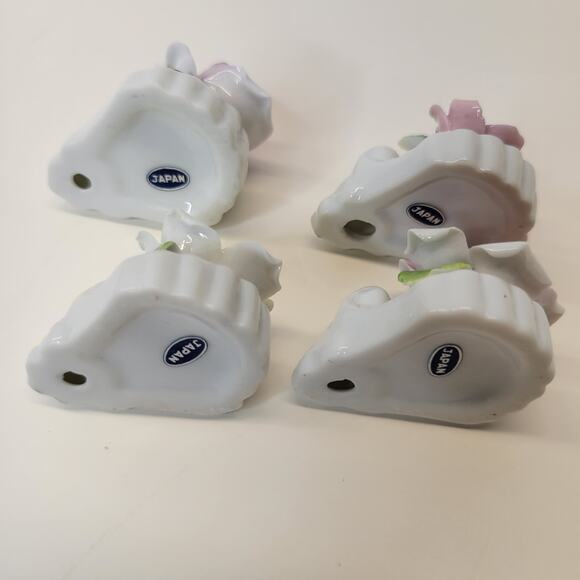 Set of 4 Vintage Aynsley English Fine Bone China Flower Place Card Holders - Picture 4 of 7